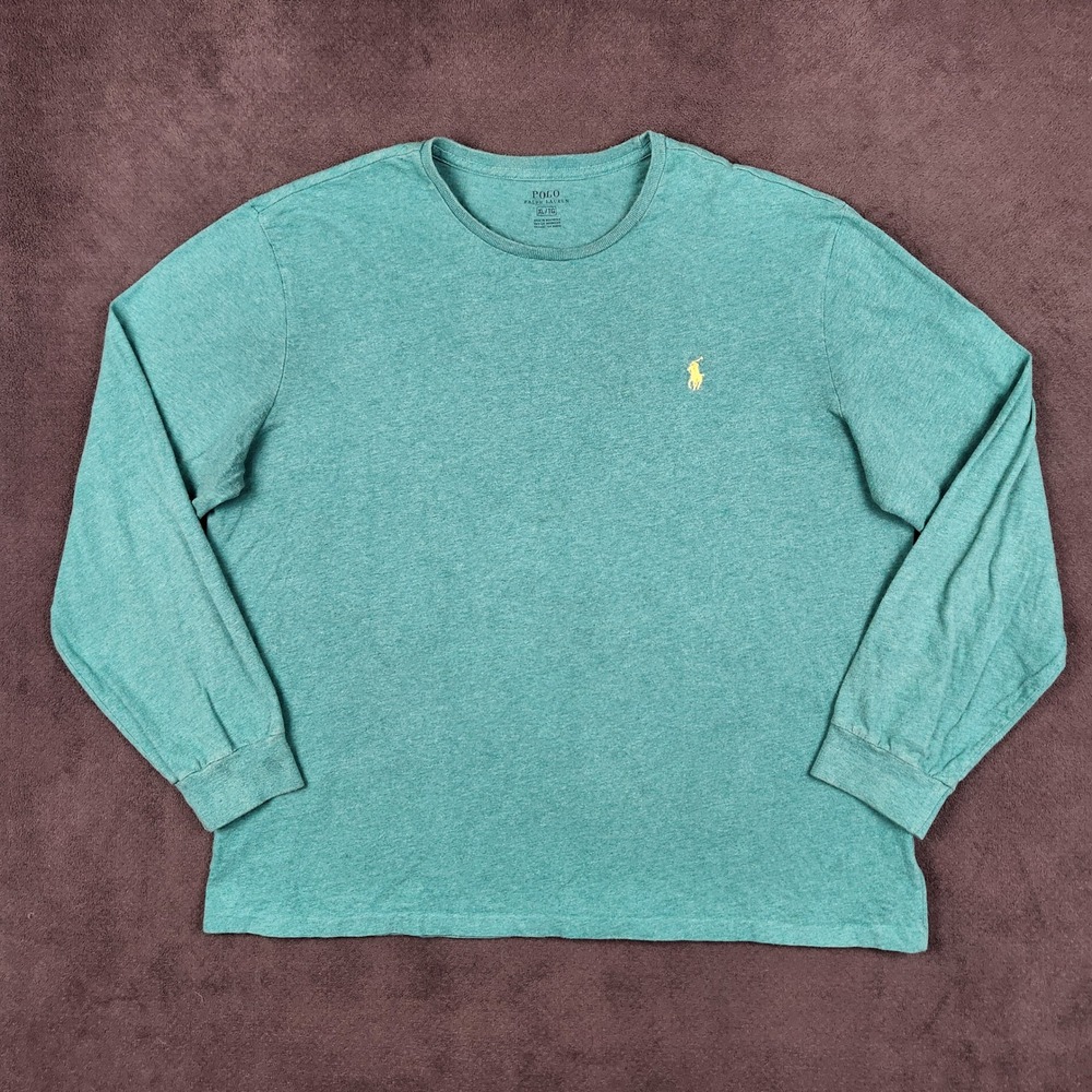 Polo Ralph Lauren Shirt Mens XL Teal Heather Long Sleeve Tee Pony Logo Casual